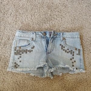 Studded denim shorts